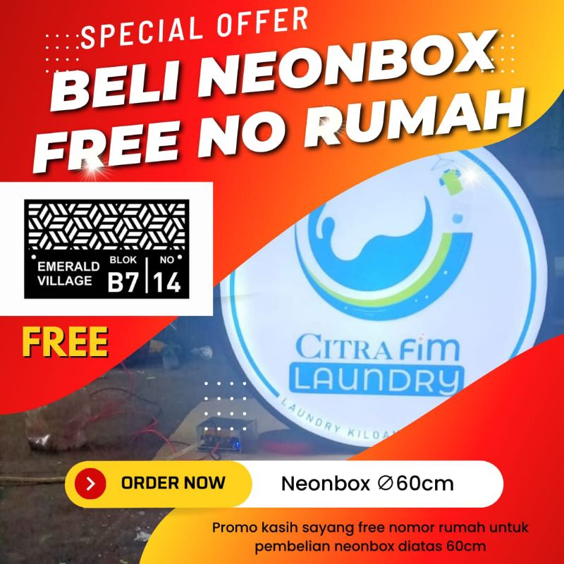 Neon Box Bulat diameter 120x120, Dua sisi