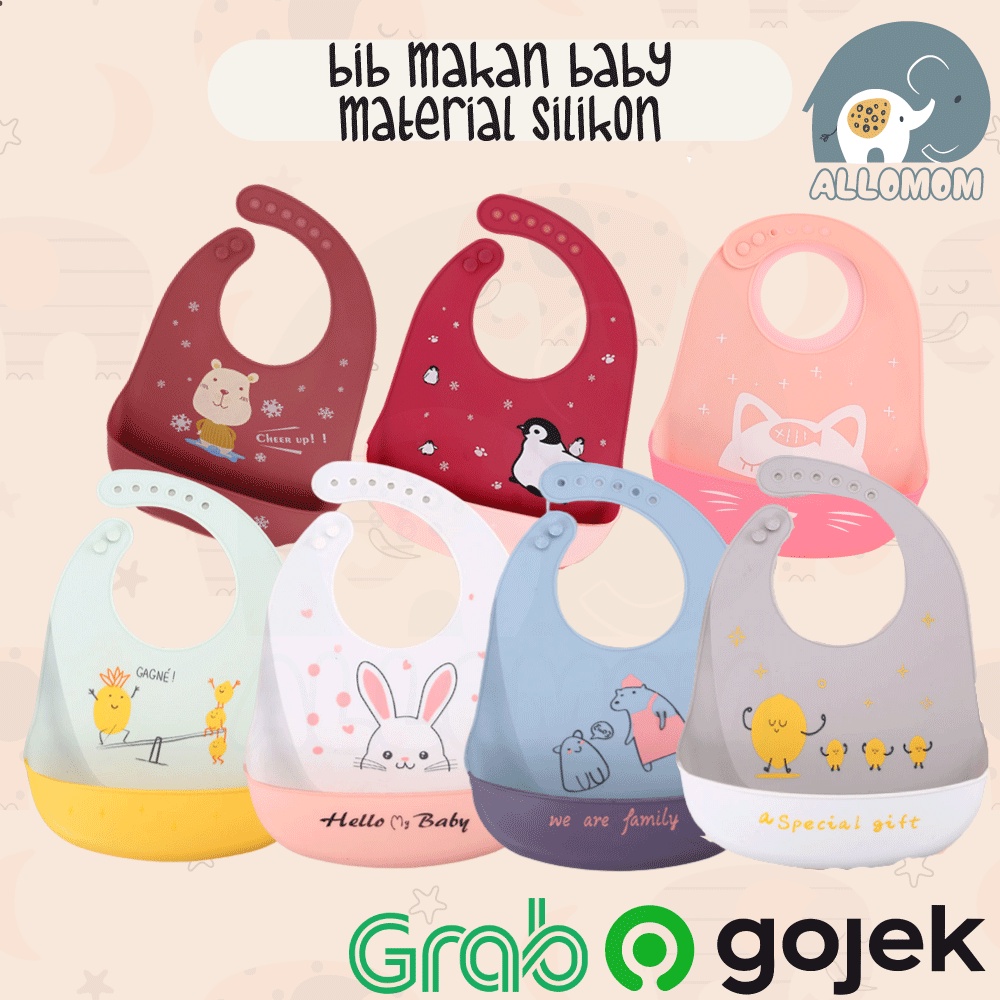 Tadah Iler / Tadah Makan Bayi / Bib Makan Anak Silicon Karet Waterproof Anti Air Celemek Makan Bayi