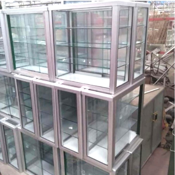 Terlaris Etalase Kecil Serbaguna Alumunium Warung Usaha Snack Pajangan Mini