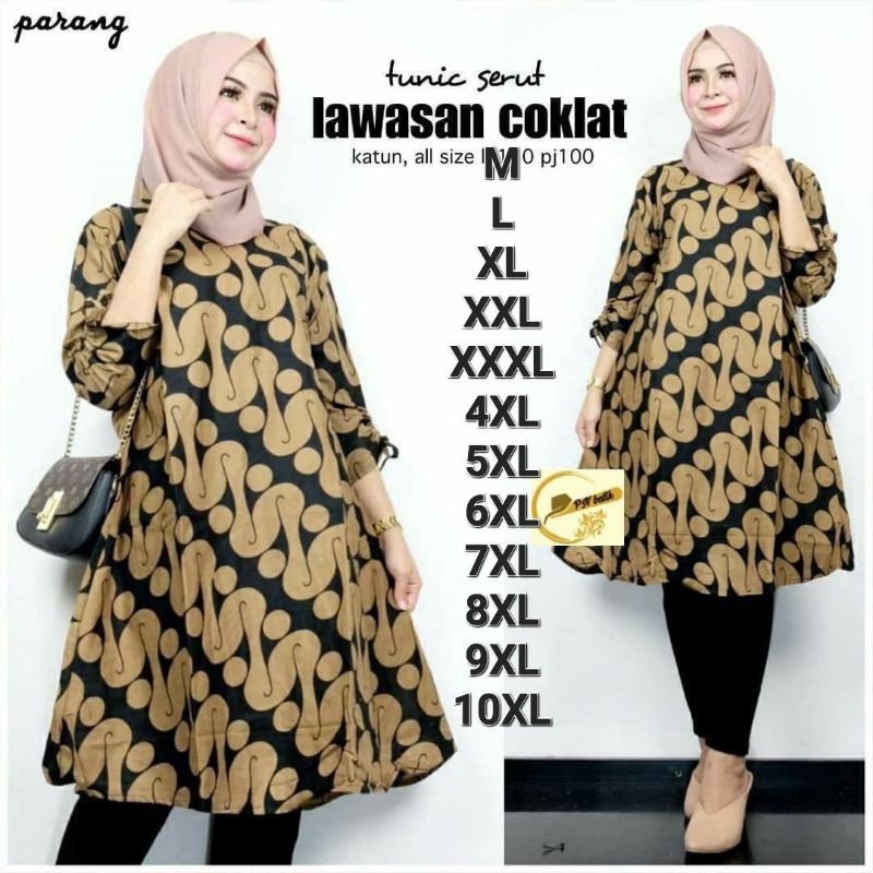 Atasan tunik batik motif lawasan bigsize M L XL XXL XXXL 4XL 5XL 6XL 7XL 8XL 9XL 10XL