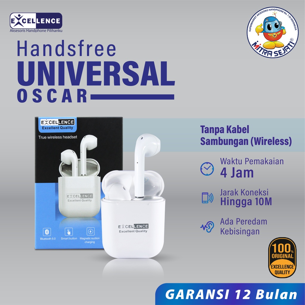 Earphone Headset Handsfree Bluetooth Excellence TWS Oscar