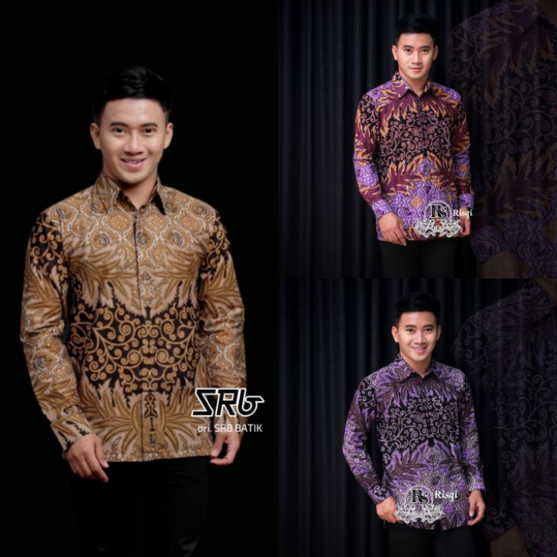 Batik pria kemeja batik lengan panjang m l xl xxl terlaris