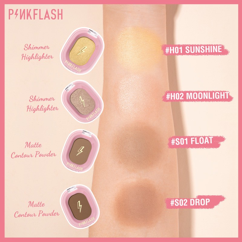 PINKFLASH #OhMyShow Highlighter Contour Palette Shimmer 4 Colors PFF02
