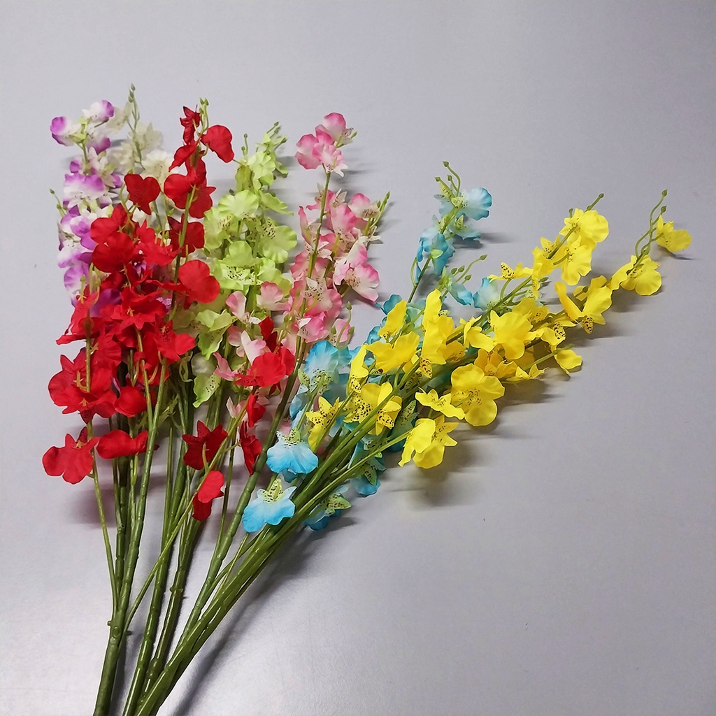 Bunga Orchid Hias Tangkai Buket Plastik Ornamen Pajangan Hiasan Dekorasi Ruangan Artificial Flower Satu7an PBP152