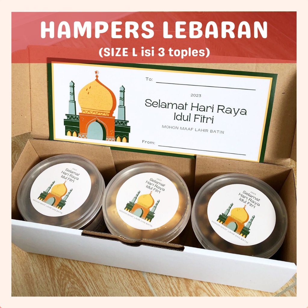 [DELISH SNACKS] Hampers Lebaran 2023 isi 3 toples (L) / Bingkisan Parsel Parcel / Gift Box Makanan Tahun Baru Idul Fitri / Ramadhan Set Gift