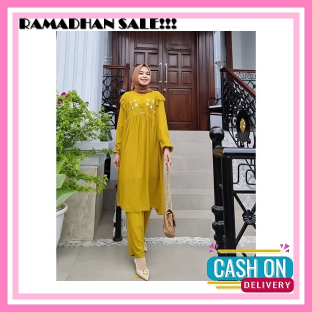 Baju Stelan Wanita Remaja Bsju Polos Fashion Muslim Perempuan Atifa Oneset Mewah Lebaran Muslimah On