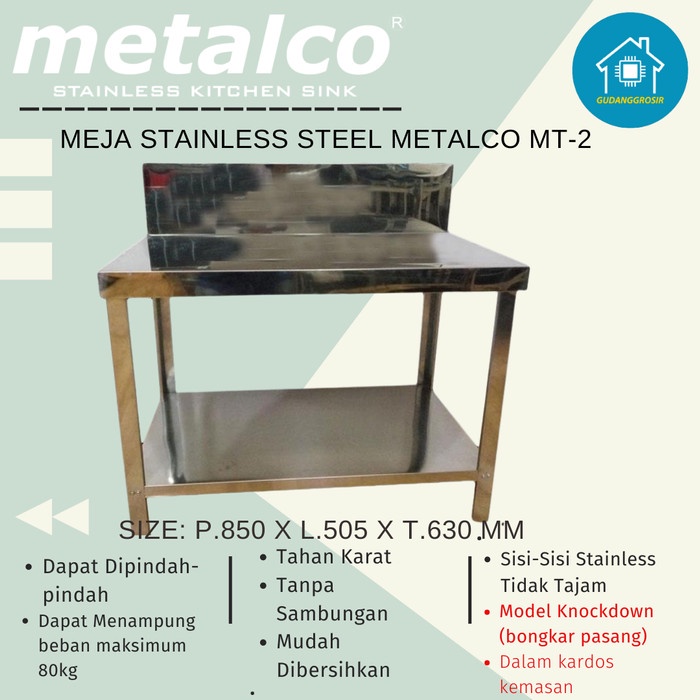 Terlaris Meja Dapur Stainless Steel Metalco Mt2