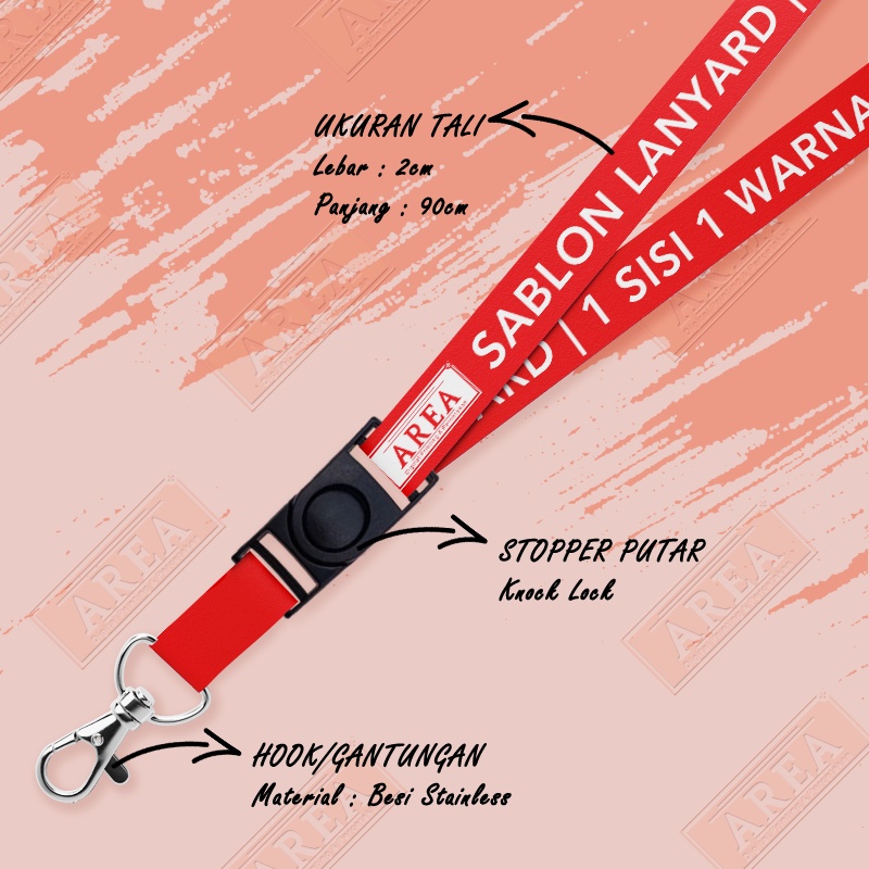 

lanyard Sablon 1 Warna 1 Sisi Custome/Lanyard Merah Sablon Custome