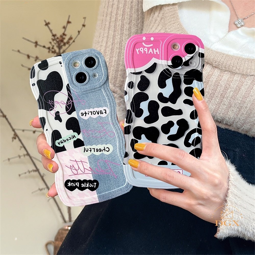 Trend Case Redmi 10C Redmi Note 11 Pro Note11S 10A 9C 9A 9T Note10 5G 10s Note9 Note8 Poco M5S X3 NFC M3 Redmi A1 Wavy Edge Denim Patch Happy Leopard Print Soft Couple Case