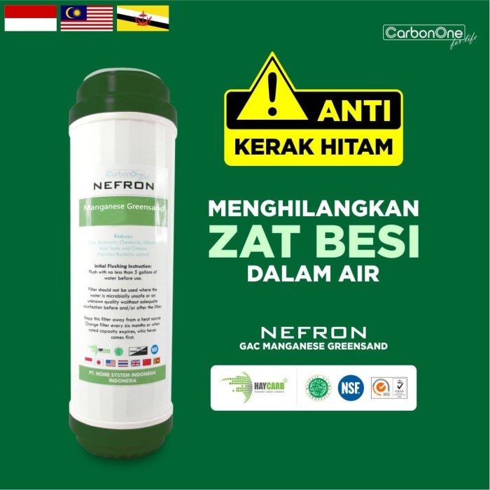 Terlaris Filter Manganese Greensand Nefron Manganese Greensand 10"