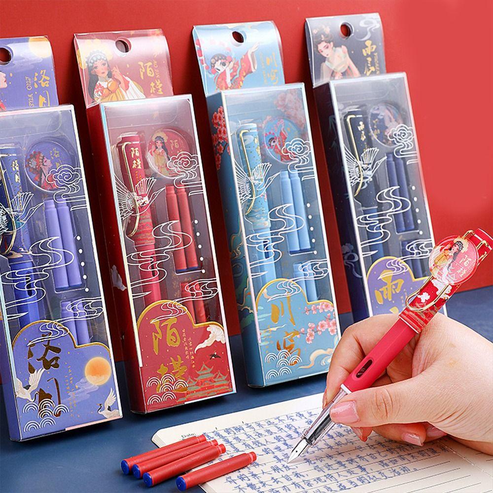 [Elegan] 0.38mm Fountain Pen Set Tahan Lama Gaya Cina Bisnis Tanda Tangan Stationary Signing Tulisan Diganti Tinta Kapsul Seni Perlengkapan Menulis