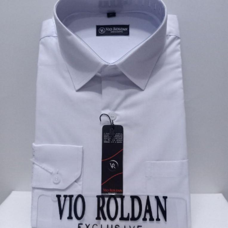 TERBAIK Vio Roldan Kemeja Polos Putih Lengan Panjang Pendek Kemeja Pria