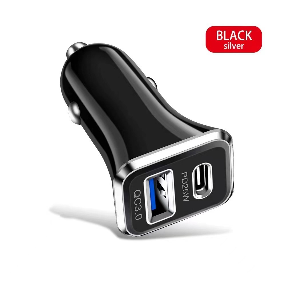 2.4a PD 12W Handphone Fast Charging Car Charger Tipe-C Adaptor Mobil PD+USB Travel Charger Mobil Untuk i-Phone Android