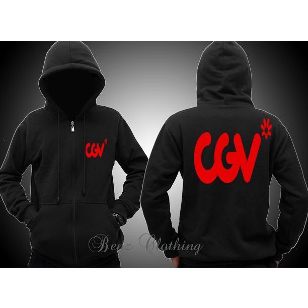 Jaket Hoodie Sweater CGV Outerwear Pria Wanita Zipper Resleting Depan Polos Sablon Polyflek Korea