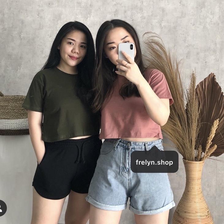 12.12 MALL CROP TOP POLOS ONECK COTTON | BAJU KAOS TUMBLR CROP TEE TSHIRT  KAOS KOREA FASHION WANITA