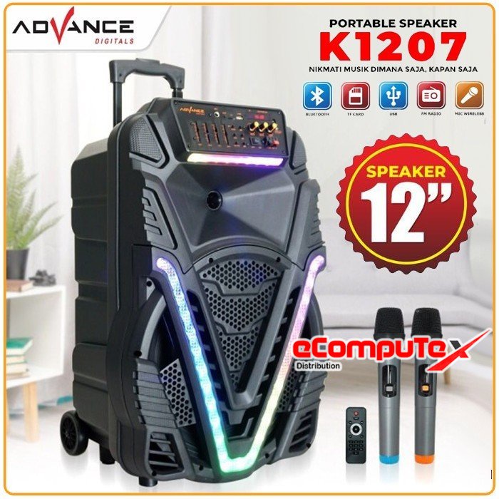 SPEAKER KARAOKE ADVANCE 12&quot; K-1207 SPEAKER BLUETOOTH KARAOKE 12 INCH K1207 GARANSI RESMI