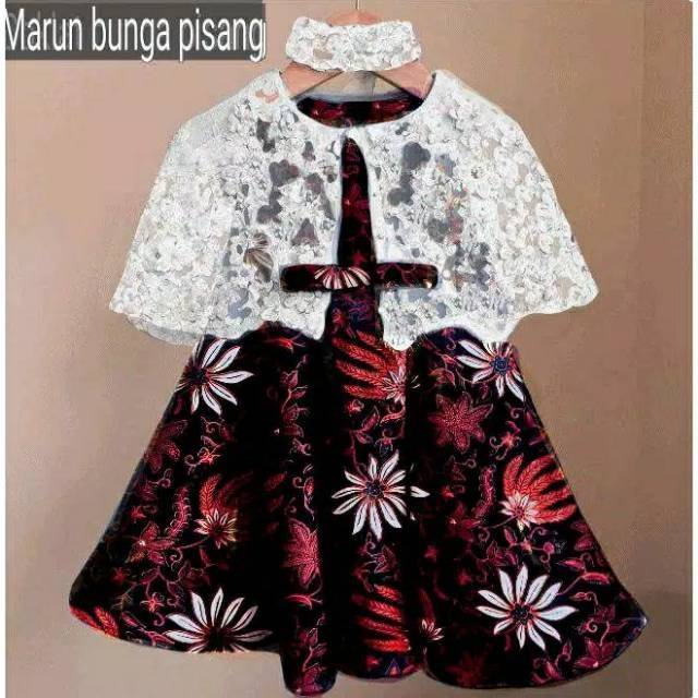 KAFIS SHOP Dress Fara Batik Kids | Dress Anak Kekinian | Dress Batik Anak | Batik Anak Perempuan 3-5