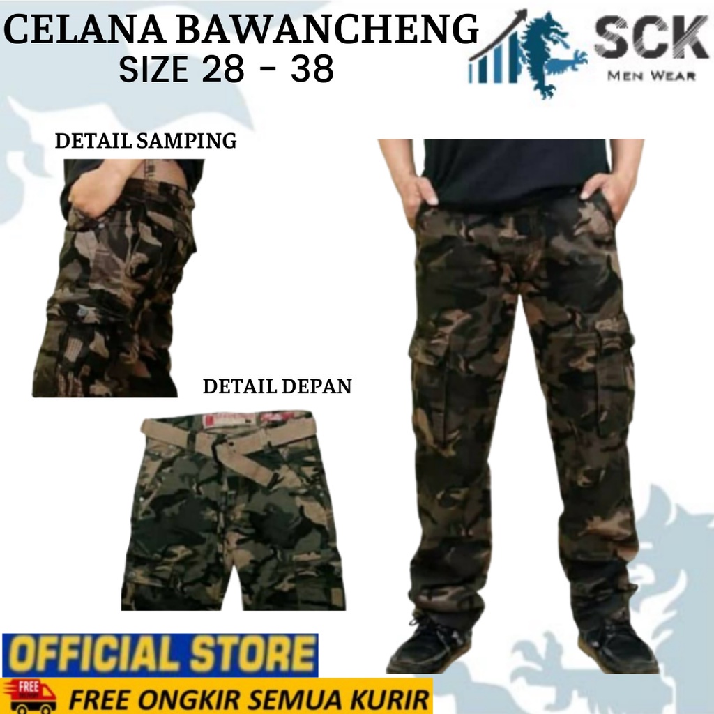 Celana Panjang Doreng Bawancheng Kargo Pdl Size 28-38 / Bawahan Tactical Cargo Pria  - sckmenwear GROSIR