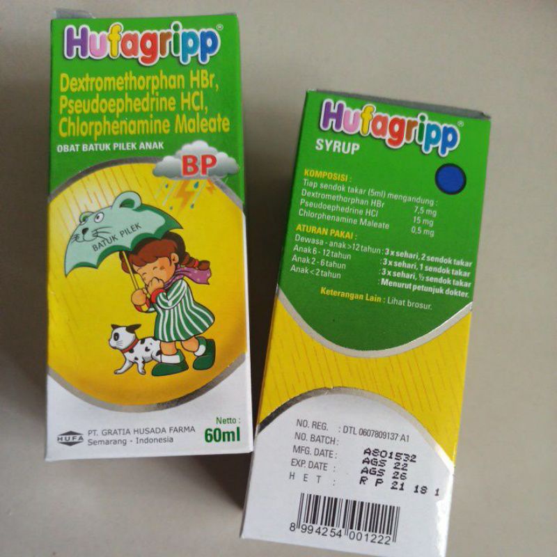Hufagripp Hufagrip Hijau Sirup Obat Batuk Pilek BP Anak Dewasa