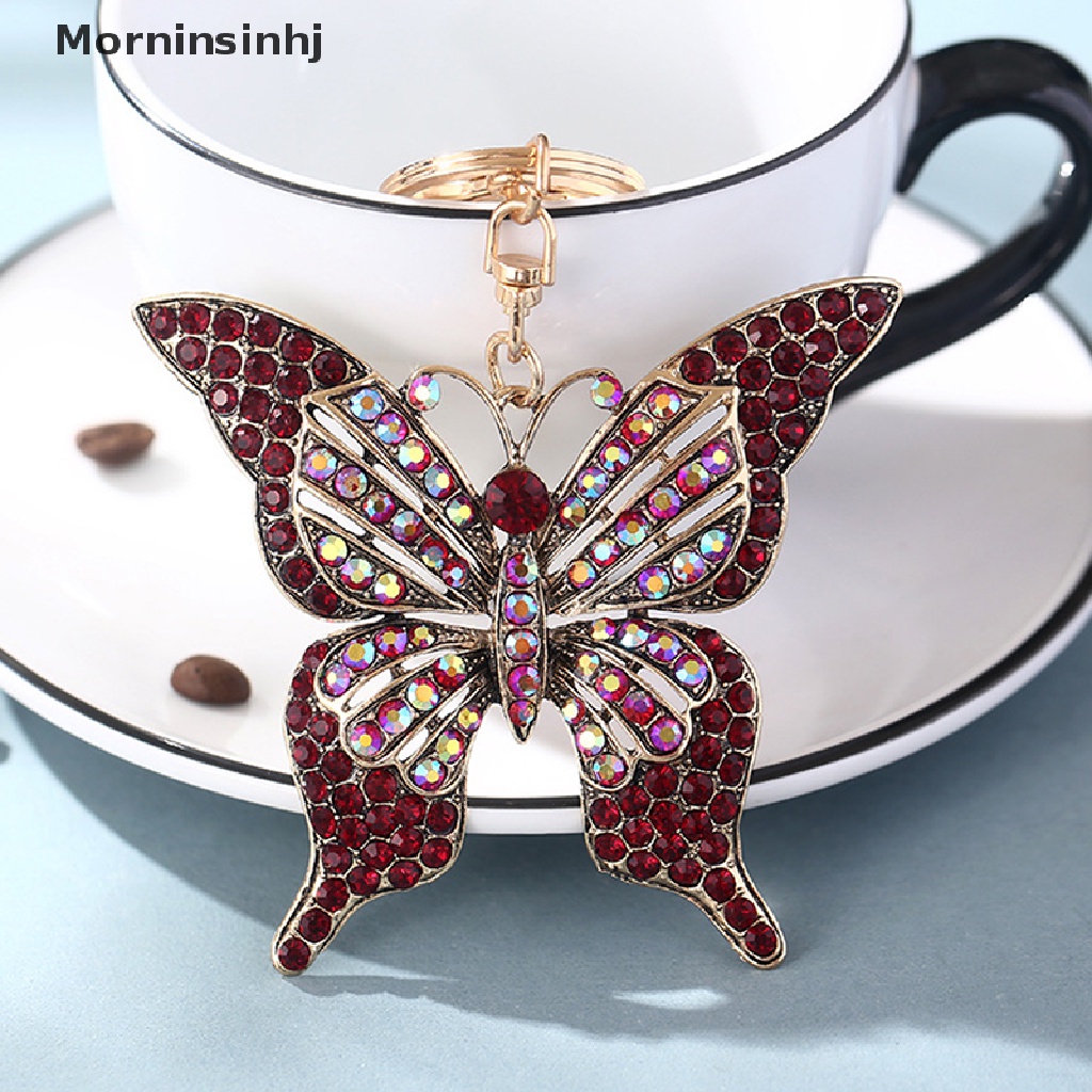 Mornin Fashion Ornamen Warna Baru Kristal Berongga Kupu-Kupu Berlian inlay Logam Gantungan Kunci Kerajinan Mobil Liontin Hadiah Lady Bag Key Ring Dekorasi Rumah Hadiah id