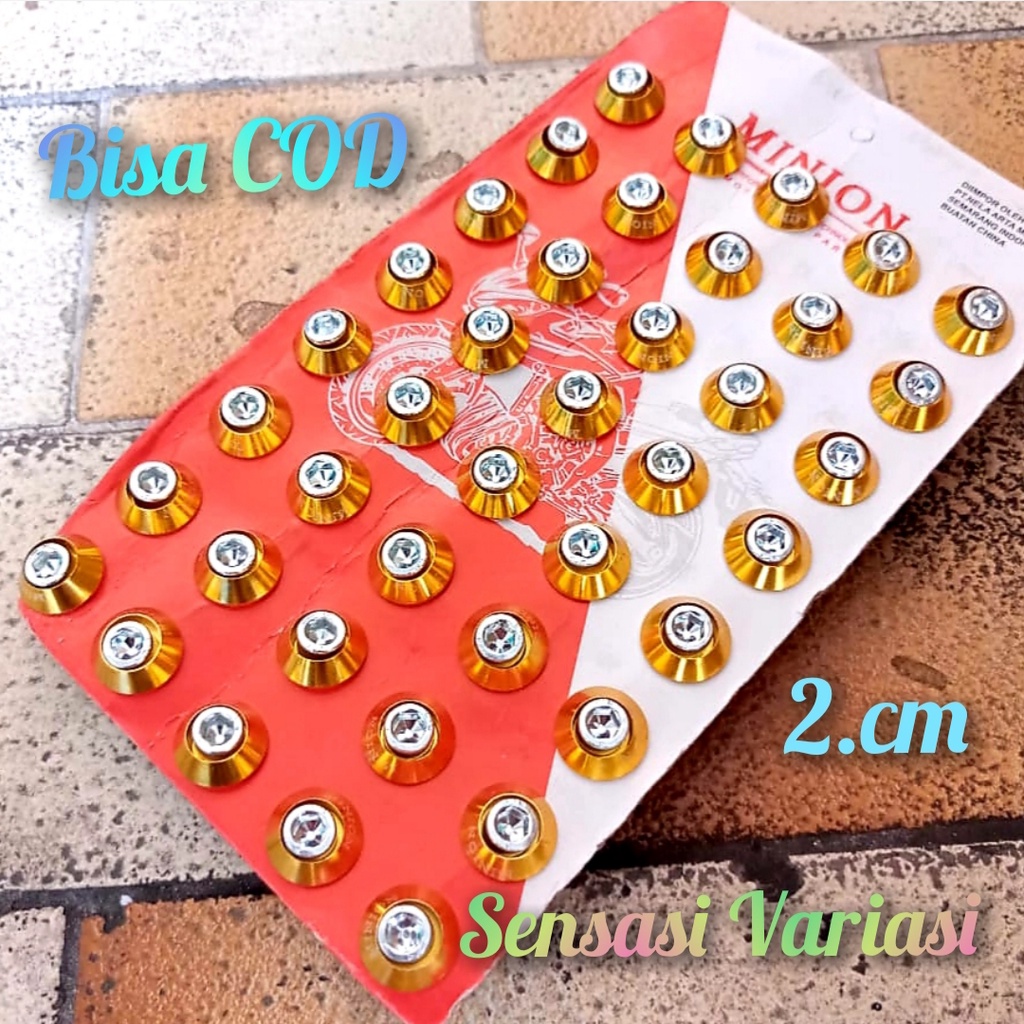 Baut L Monel Emas kerucut plat nomor L10-6 isi 40 pcs, 20 pcs, 10 pcs,  Motor Vario Mio Nmax Supra J