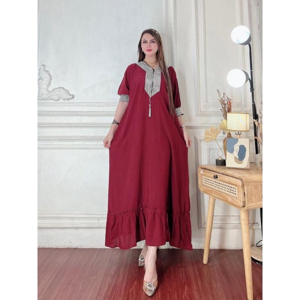 GAMIS DUBAI ARAB RENDA SILVER ORI || DASTER ARAB DUBAI SEMI JUMBO