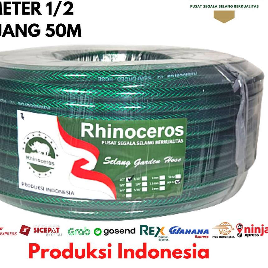 ✺ Selang Air 1/2 50Meter RHINOCEROS Benang Hijau Selang Air Taman Selang Air Elastis ✬