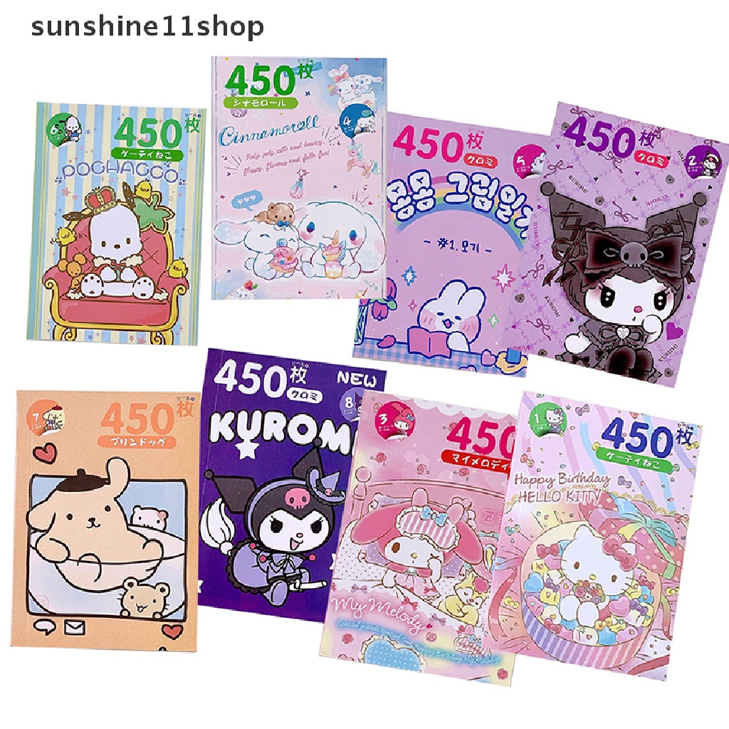 Sho 450 Pcs Kartun Lucu Stiker Kawaii Stationery Sanrio Stiker Kuromi Melody &amp; Coogo Diary Stiker Telepon Dekoratif Scrapbook DIY Stiker N