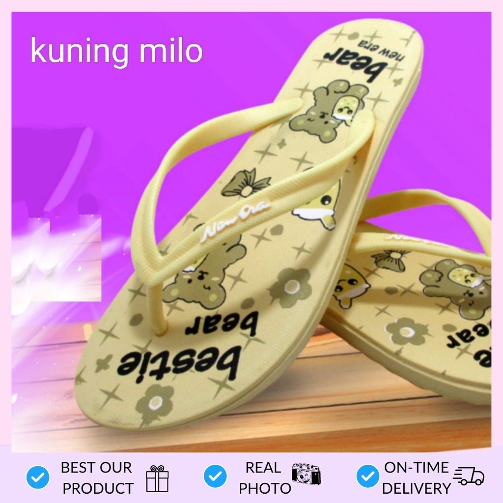 gos NEW ERA LB CNC 56 BEST BEAR Sandal Japit Motif murah sandal santai viral lucu