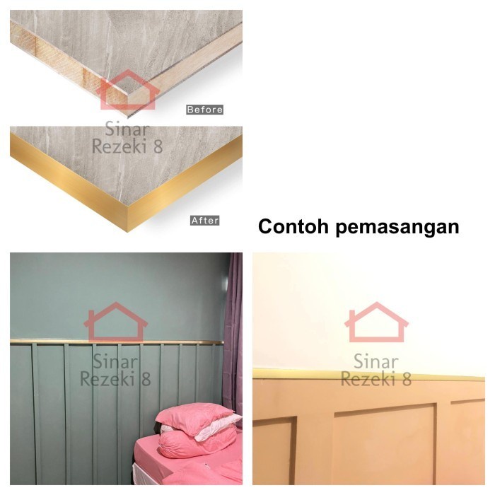 Tokofinaaaa Edging Hpl Baleno Gold Mirror 50 Mm / 5 Cm Emas Pinggiran Meja Pvc List Taco