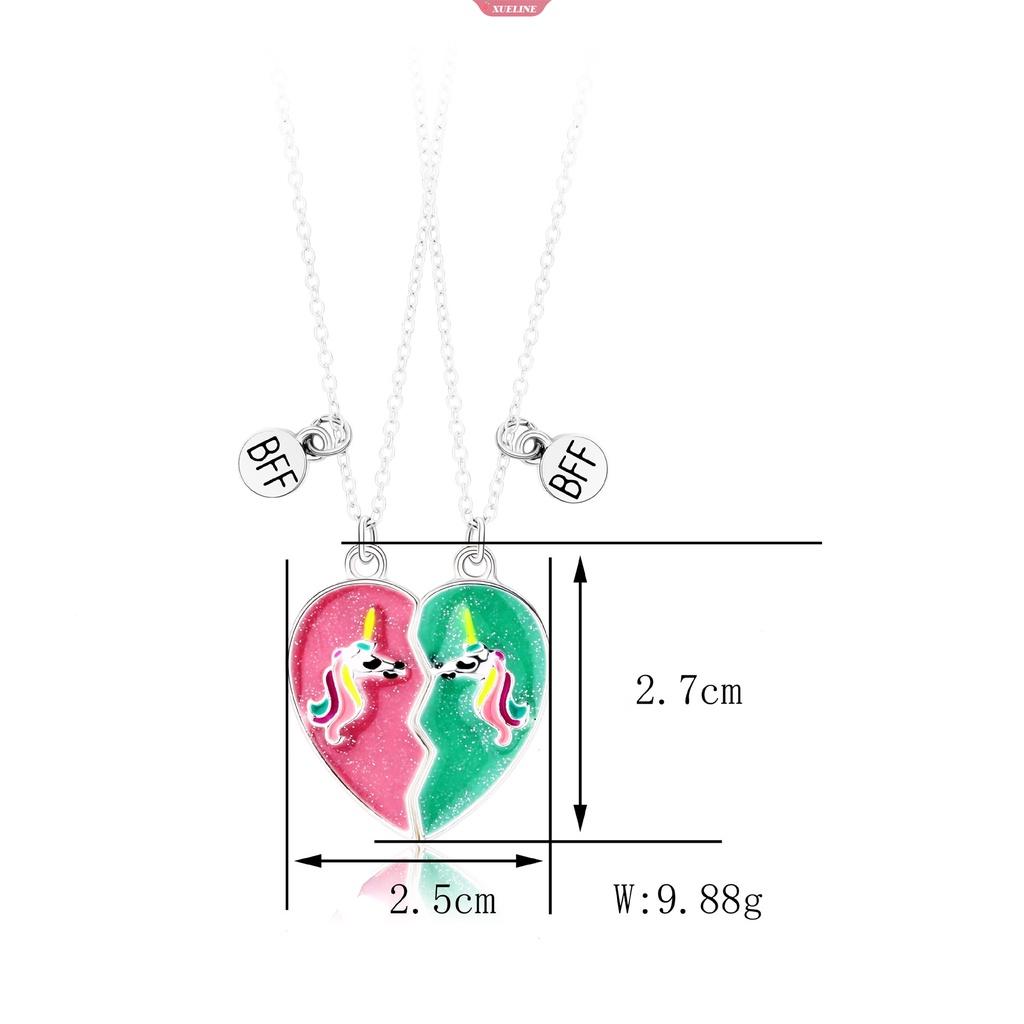 Pink Hijau set Perhiasan Hewan Perhiasan Anak Kartun Kuda unicorn Kalung Anting unicorn set Gadis Hadiah Terbaik [ZXL]