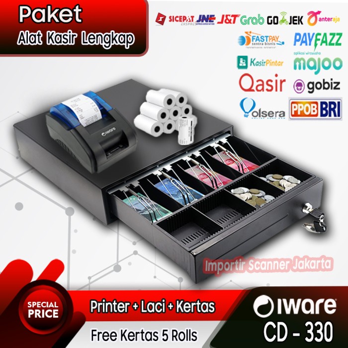 

[[JNT COD]] PAKET ALAT KASIR ANDROID BLUETOOTH (CASH DRAWER+PRINTER+KERTAS)