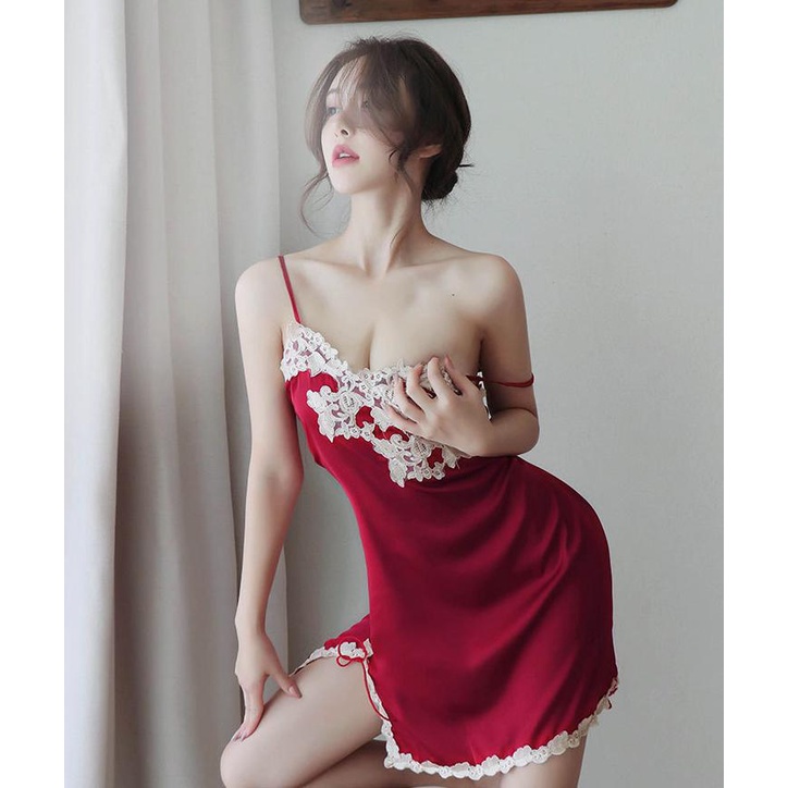 Victoria Lingerie Dress Satin Mini Silk Baju Tidur Import 3117