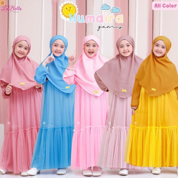 Labella HUMAIRA Gamis Dress Tutu Anak Perempuan Set Jilbab