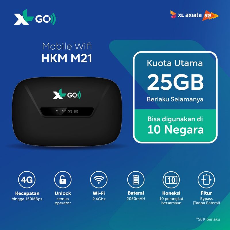 Modem Wifi 4G XL Go HKM M21 M22 Free XL GO IZI 25GB Unlocked