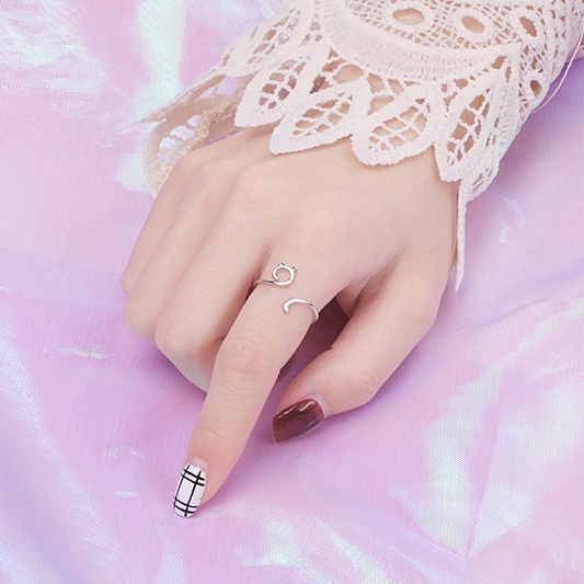 Fashion Perhiasan Wanita Elegan Pesta Rings Halus Tipis Lucu Kucing Jari Cincin Wanita Adjustable Terbuka Indah Hadiah Sederhana Halus