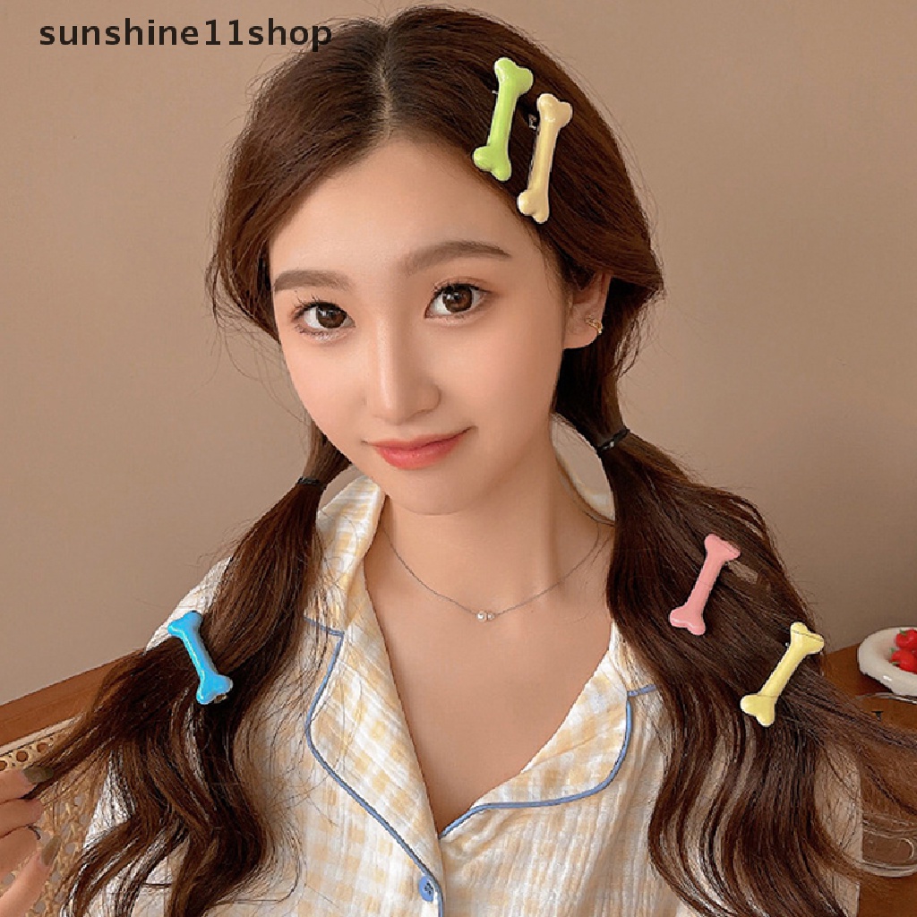 Sho 2Pcs Cream Bone Hair Clip Lolita Jepit Rambut Gadis Hati Duckbill Klip Hiasan Kepala N