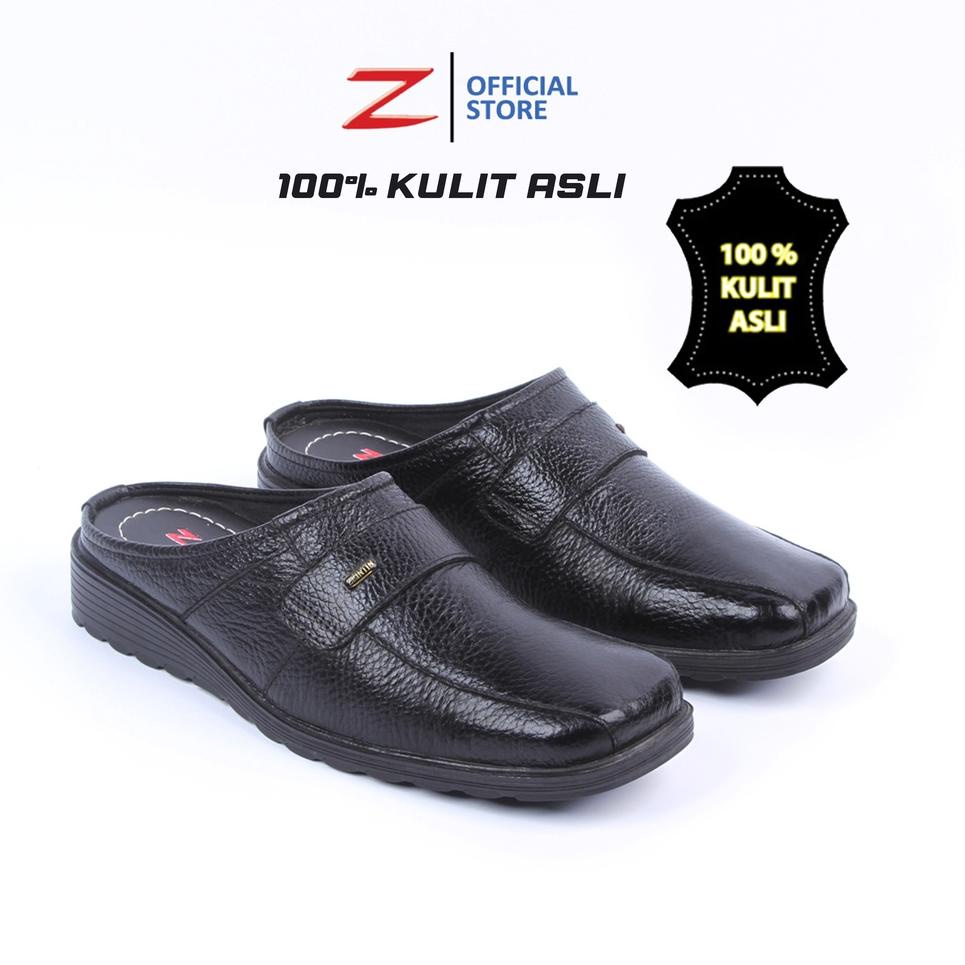 ✿ Zeintin - Sepatu Selop Kulit Pria Zeintin CK 0610 Hitam | Fashion Pria/Sepatu Selop Pria ♥