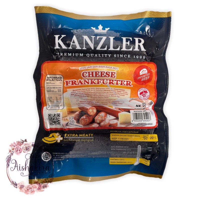 Kanzler sosis 360gram isi 5pcs| Bockwurst | cheese frankfurter | bratwurst | wiener | blackpaper