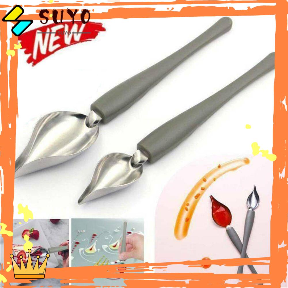 Suyo Chef Dekorasi Sendok Baru Dessert Spoon Dessert Decor Stainless Steel Sauce Painting Art Pencil Draw Design