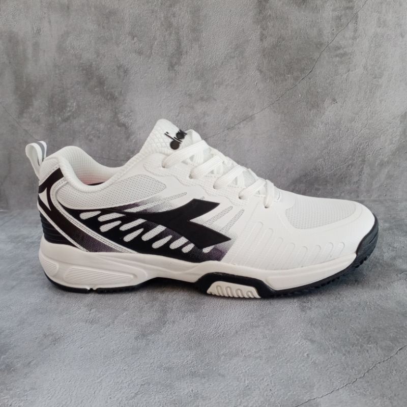 Sepatu Tenis - DIADORA Flame (M) - White/Black [DIATE221127W] - Original