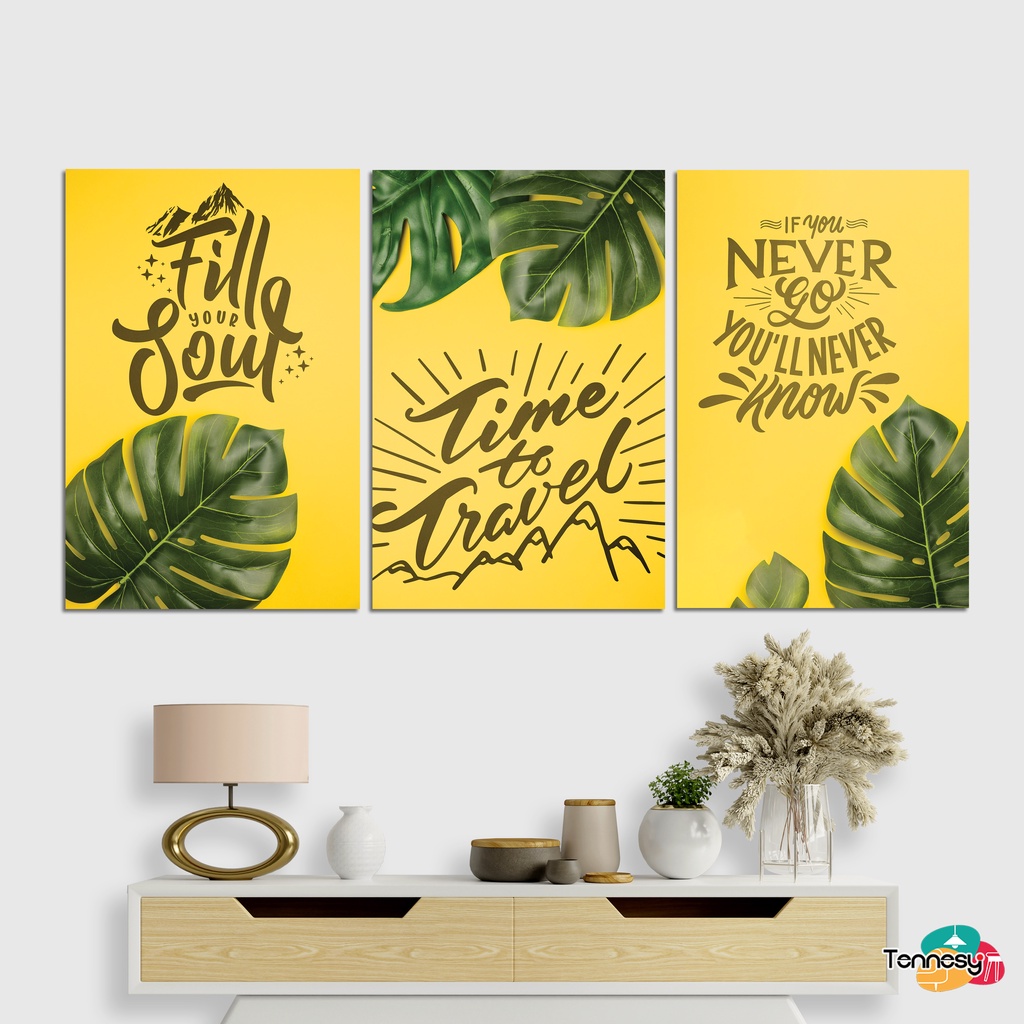 TENNESY Hiasan Dinding Motivasi Slogan Daun Monstera 20x30cm Dekorasi Dinding Kamar Tidur Pajangan Kayu Poster Dekorasi Rumah