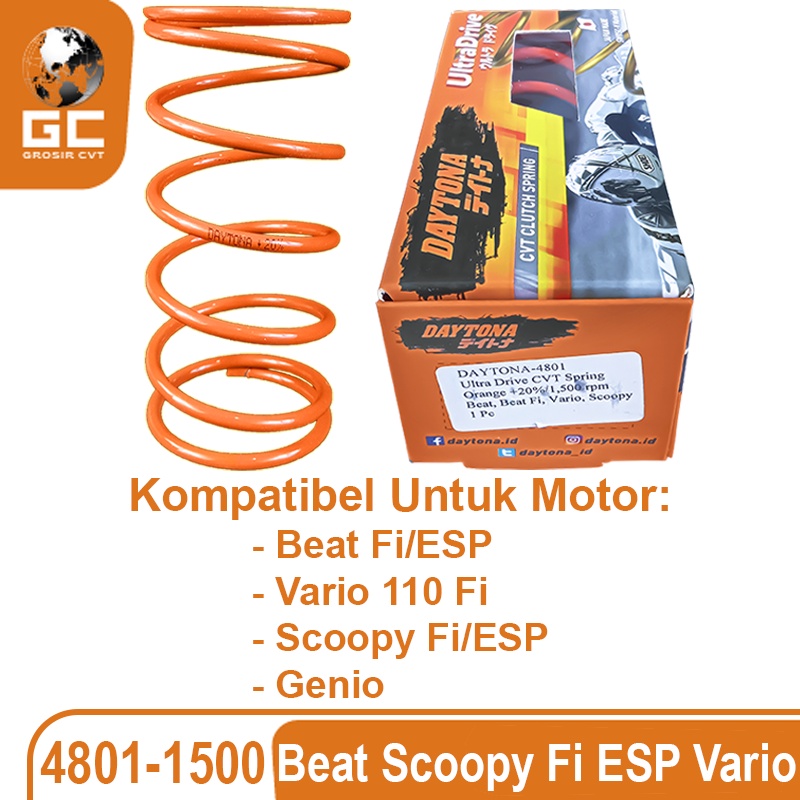 Per CVT Beat Scoopy Vario Genio Deluxe Spacy FI ESP 110 DAYTONA Racing KZL K44 K0J 1000 RPM