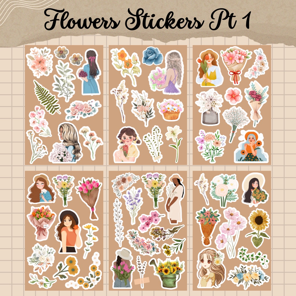 

[PART 1] Flowers Stickers, stiker bunga estetik aesthetic stiker