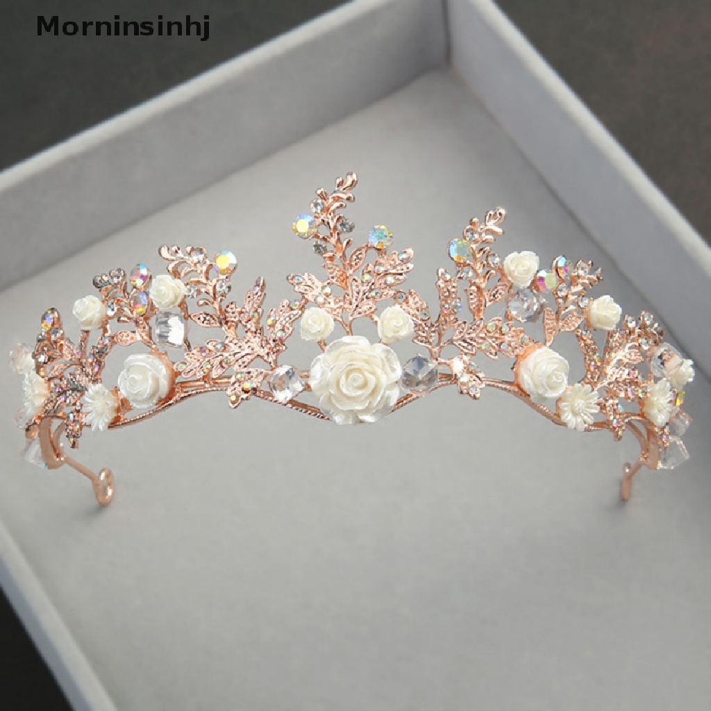 Mornin Kristal Tiara Emas Pernikahan Mahkota Baroque Berlian Imitasi Pengantin Rambut Mahkota Headband id