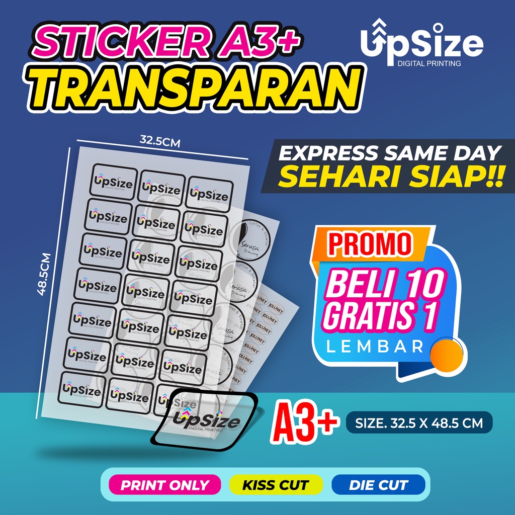 

EXPRESS SAME DAY | 1 HARI SIAP | CETAK STIKER TRANSPARAN CUT A3+ MURAH | CETAK STIKER LABEL KEMASAN MAKANAN & MINUMAN