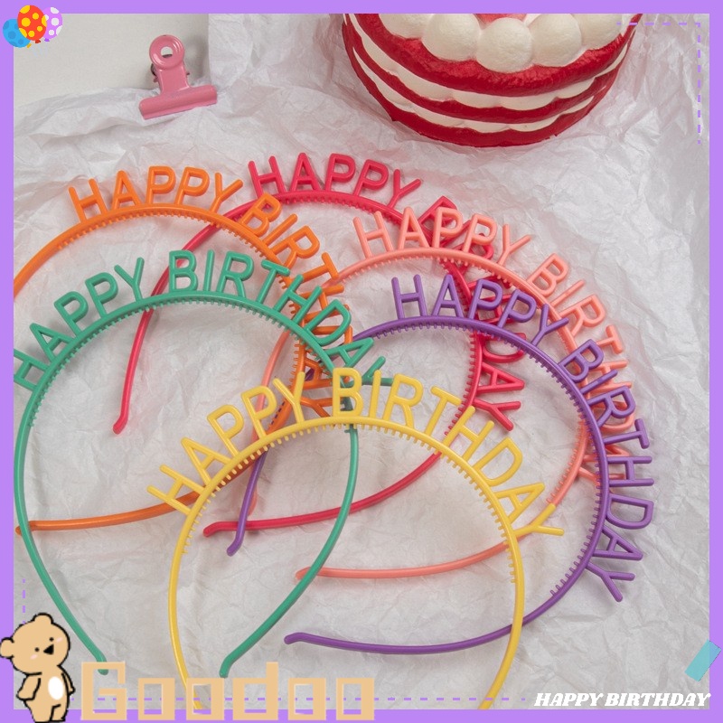 Bando Happy Birthday Warna warni Plastic Topi Ulang Tahun Desain Topper Happy Birthday Gaya Korea  Dekorasi Ulang Tahun Anak-Doo
