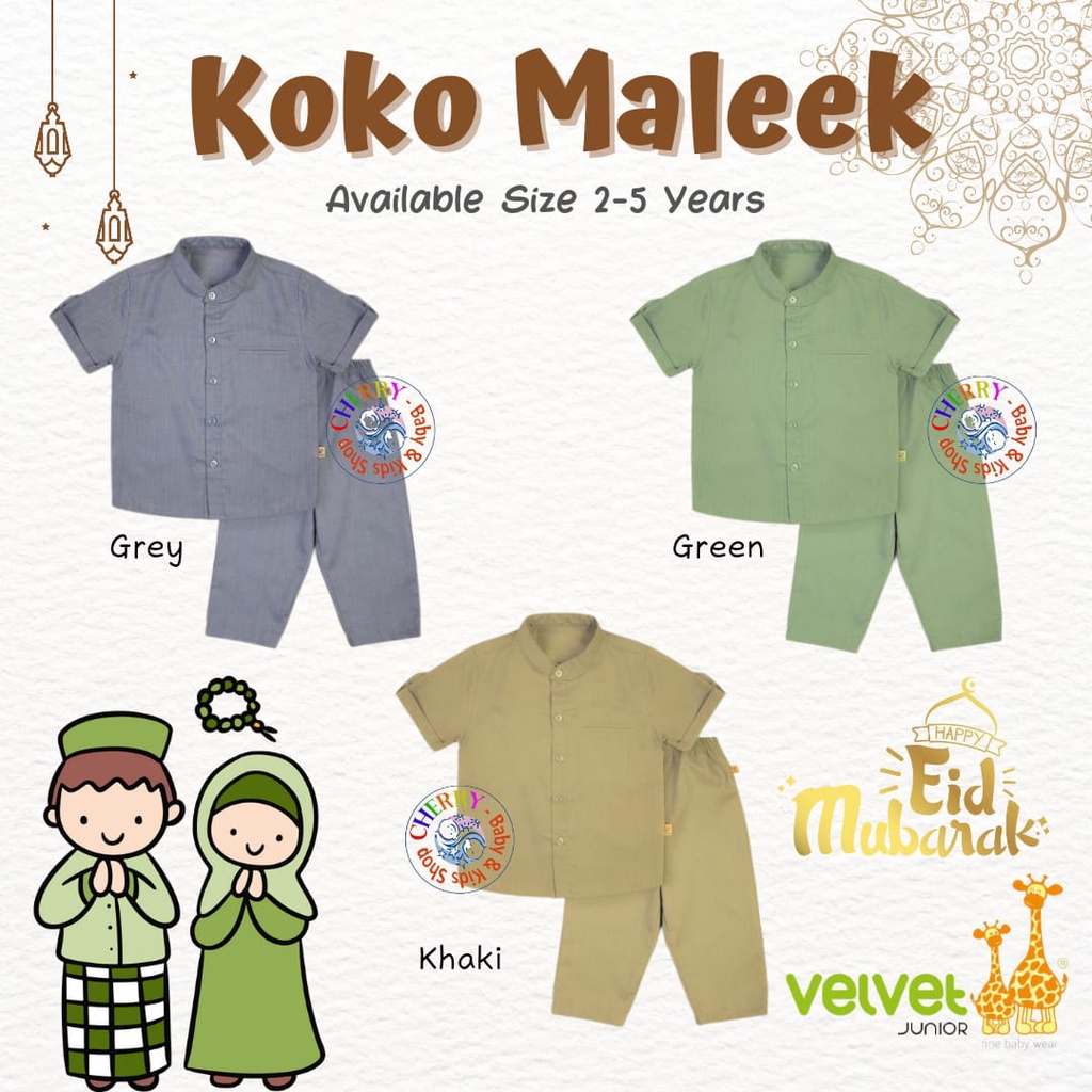 TERMURAH Velvet Junior Rayya Series 1-5 Tahun Setelan Koko Lebaran Anak Laki Laki / Setelan Koko Maleek Raya / Pakaian Muslim CBKS