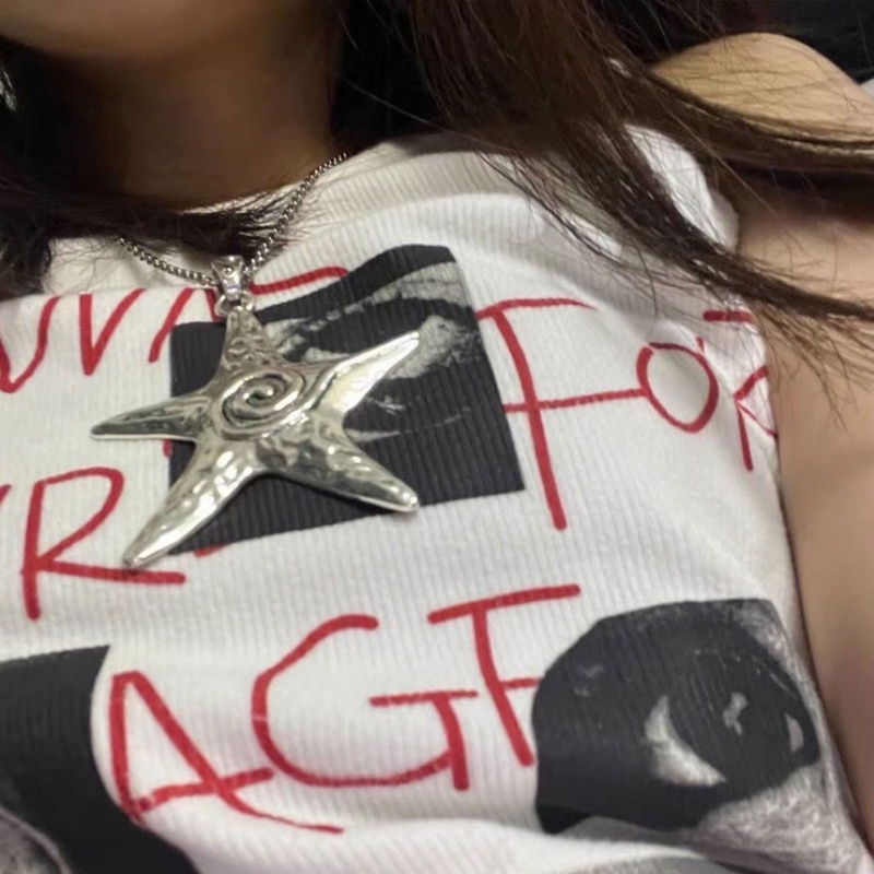 Siy Versi Korea Bintang Berujung Lima Kalung Niche Sederhana Hip-hop Klavikula Rantai Perempuan Baja Titanium Tidak Fa