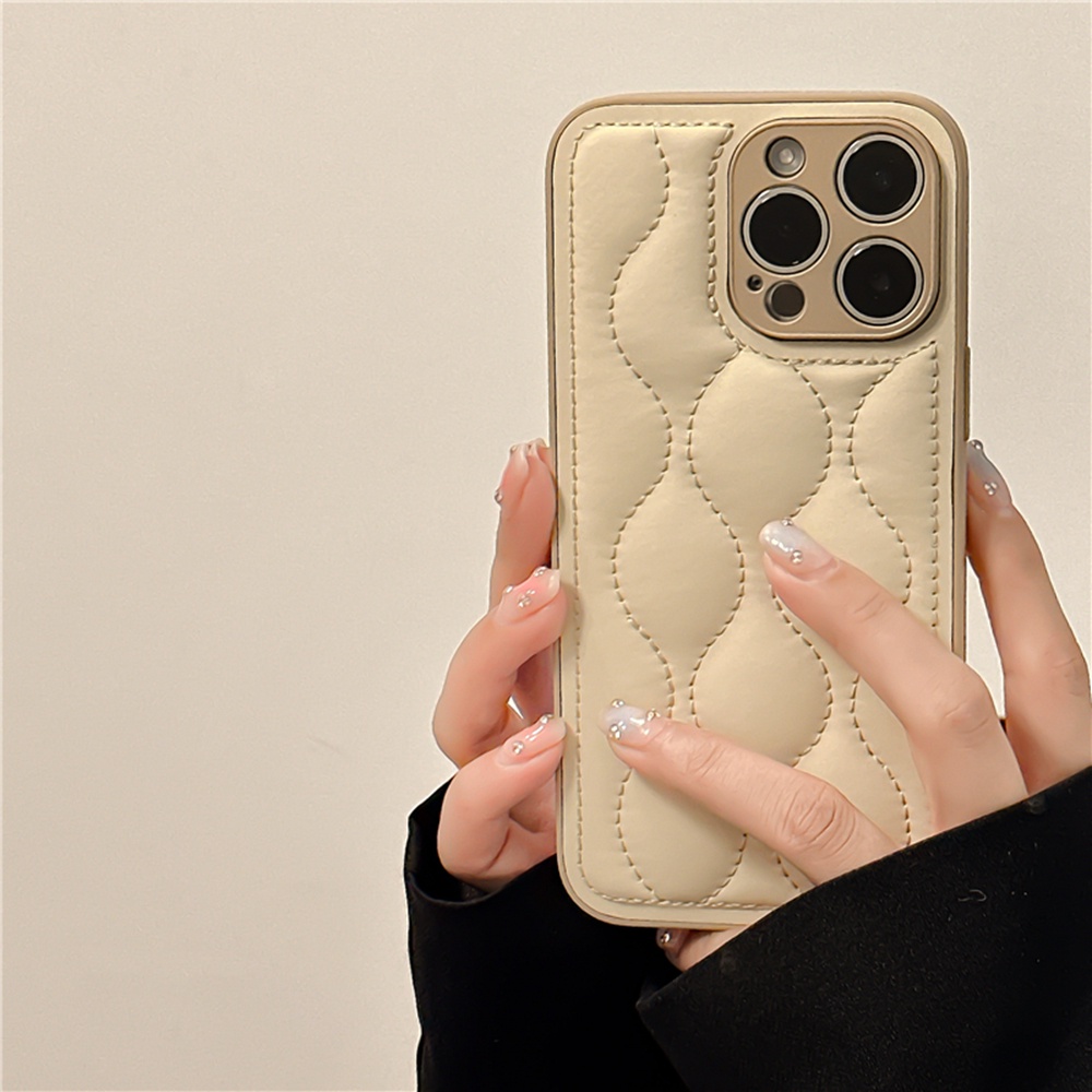 Khaki Down Jacket Pelindung Kamera Casing iPhone 14 Pro MAX 11 12 13 Pro MAX The Puffer Case Untuk iPhone XS MAX XR Lembut Shockproof Cover